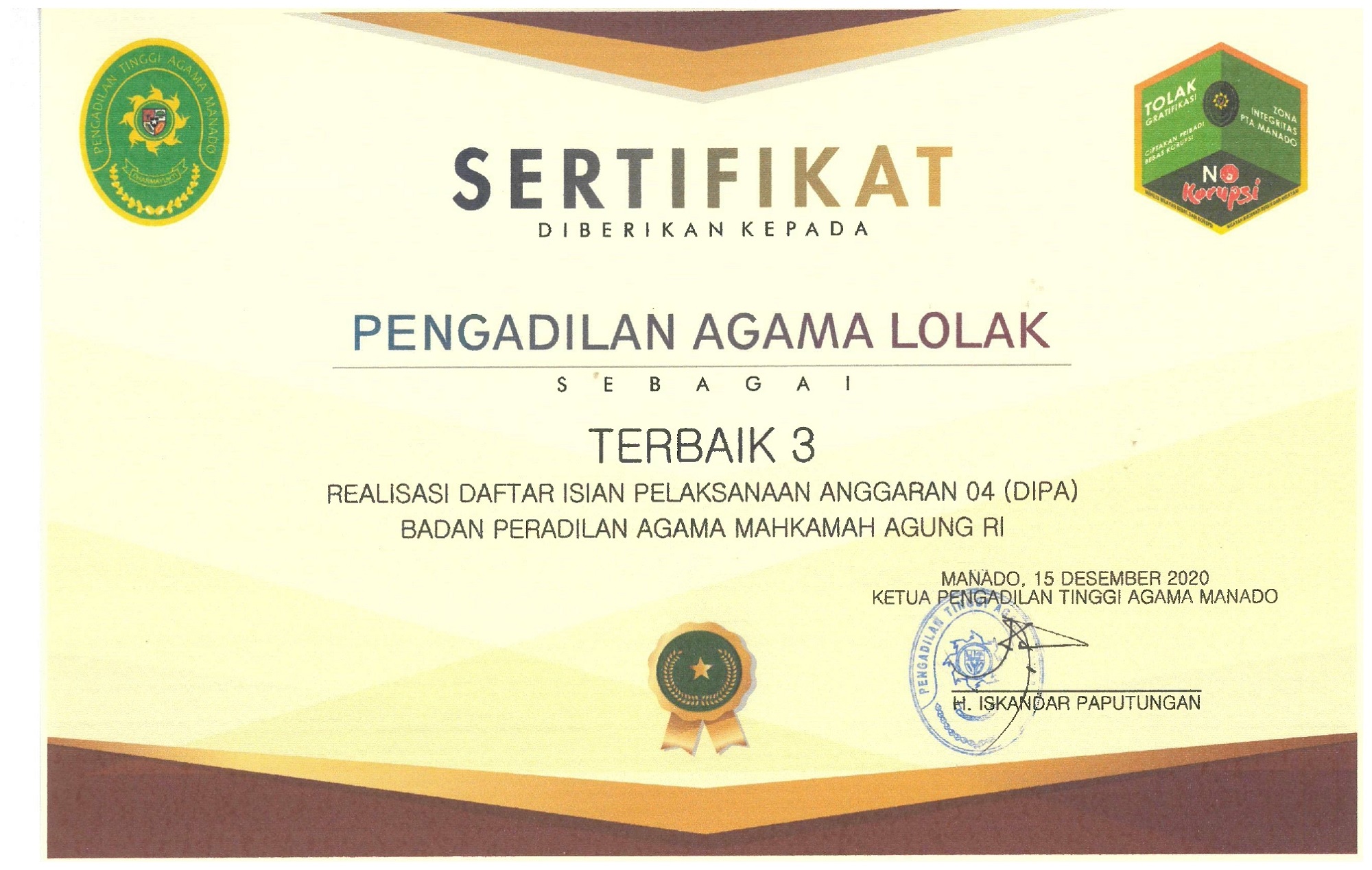 terbaik 3 Realisasi DIPA 04